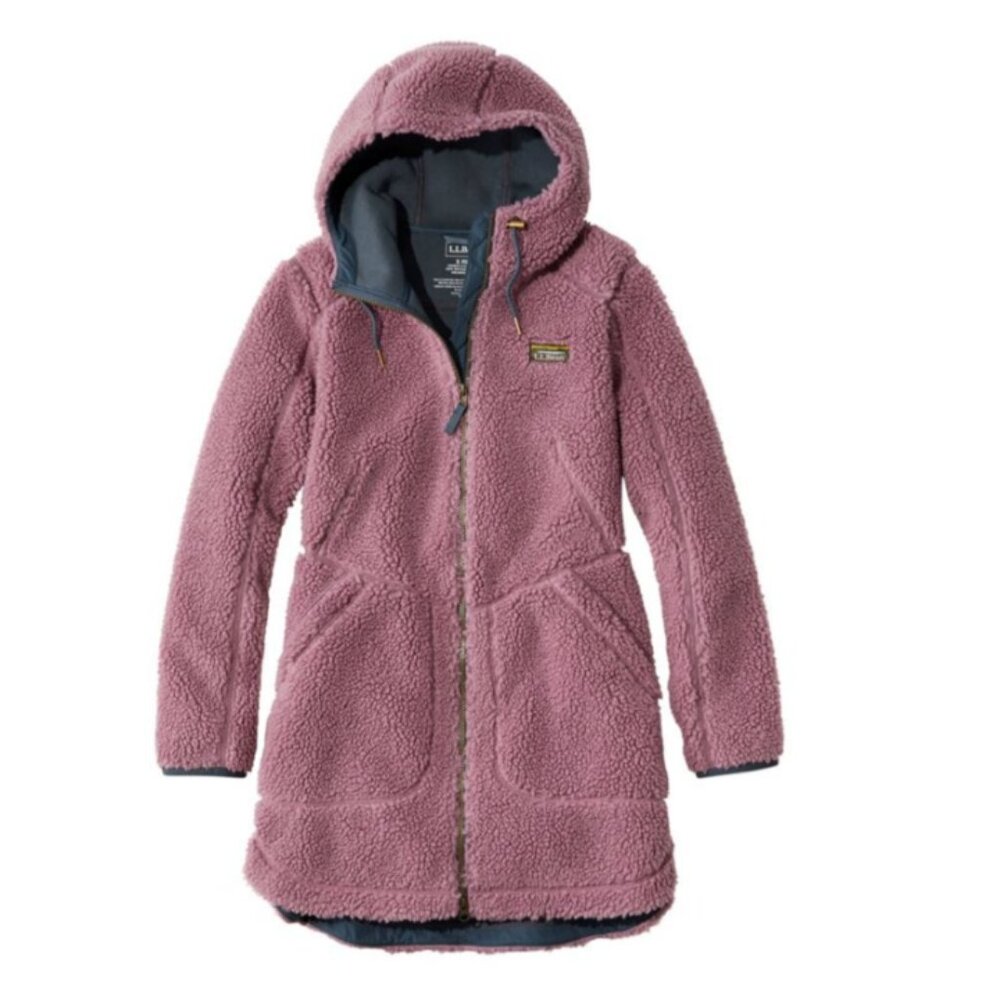 LL Bean Mountain Pile Fleece Jacket, XS, Mauve